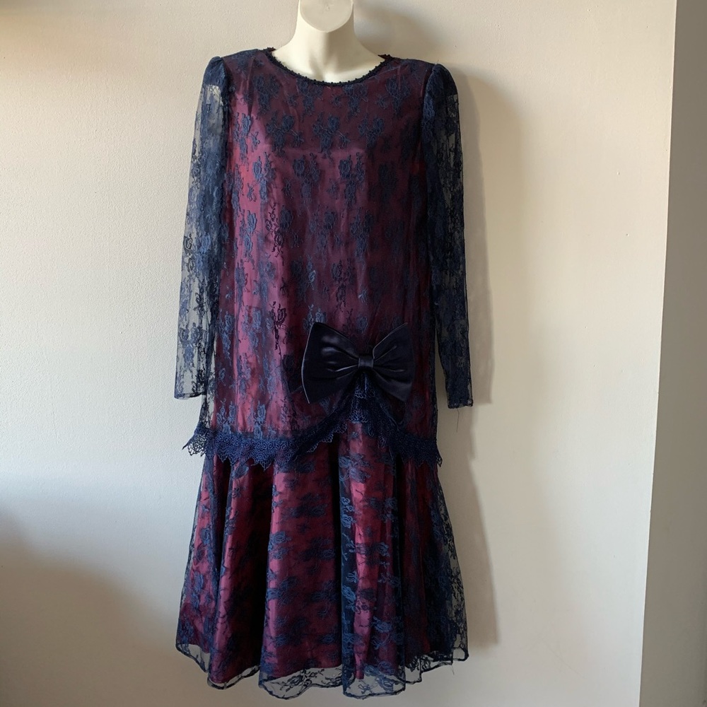Vintage Gilberti lace drop waist flapper dress (HHH)